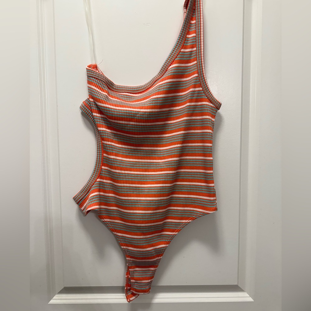 Wild Fable Striped Bodysuit - Orange, White